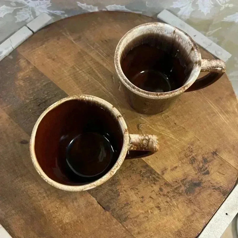 Vintage  McCoy USA Brown Drip Mug Set - Picture 3 of 6